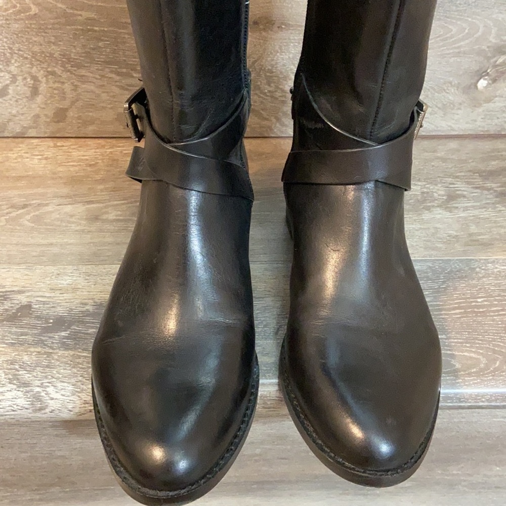 Vince Camuto Black Leather Knee High Boots Size 7 - Picture 7 of 10